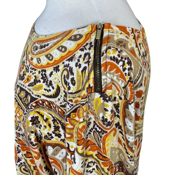 Jones New York Signature Woman 3/4 Sleeve Brown Paisley Pullover Shoulder Zip 2X - Picture 4 of 10